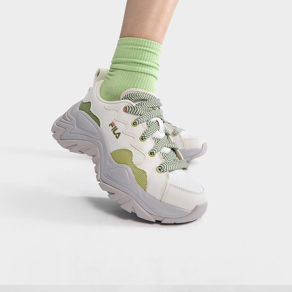 Fila Sofia Canvas Fishbone Shoes Simple Comfortable Low Top Sneakers Women Sneakers White Gray Green F12W321304FVE