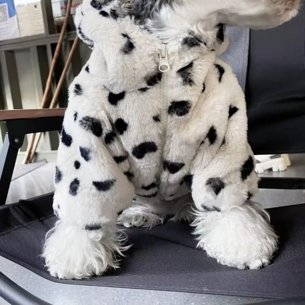 Fortykket Stof Hundepelsfrakke Leopardmønstret Hundesweatshirt Varm Kæledyrshættejakke Små Hundearter