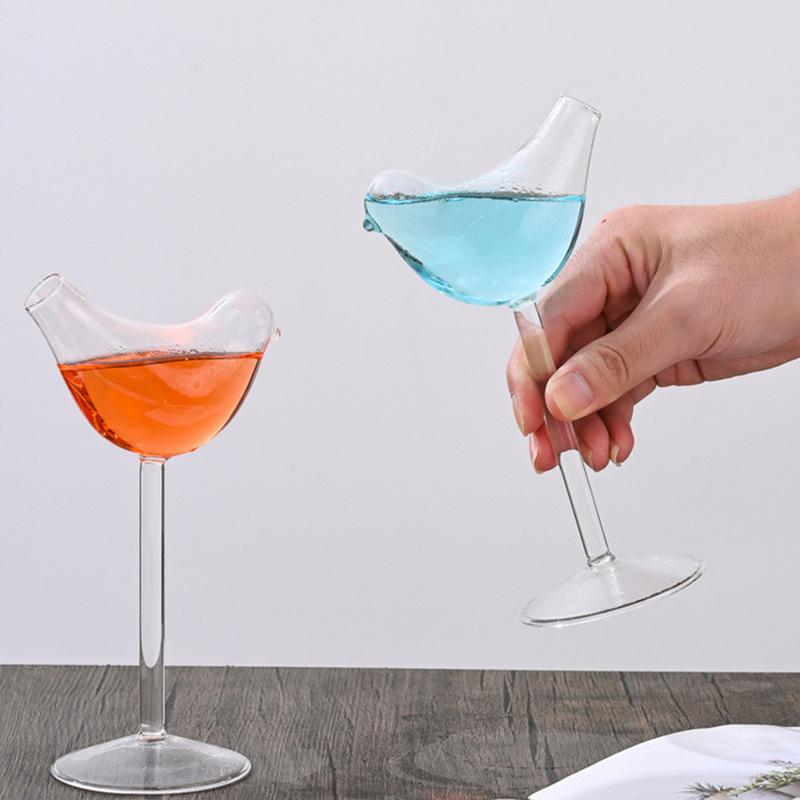 4Pcs Bird Shaped Wine Glass Multi-Purpose Unique Clear Crystal Glasses Lovely Birds Drinking Bottle for Party Wedding Home Decor