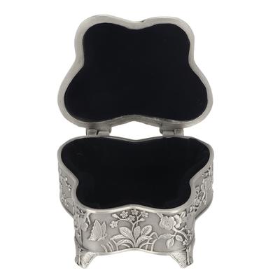 Butterfly Shaped Jewelry Box Zinc Alloy Flower Engraved Pattern Earrings Necklace Storage Box