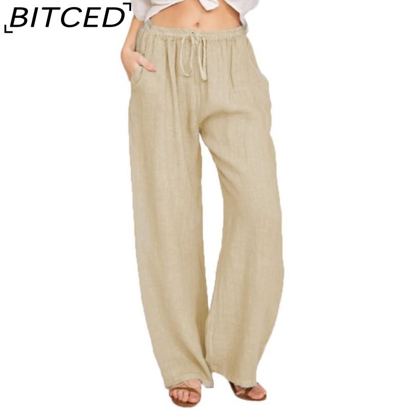 BITCED 10Color Women's Fashion Casual Solid Color Print Pants & Capris
