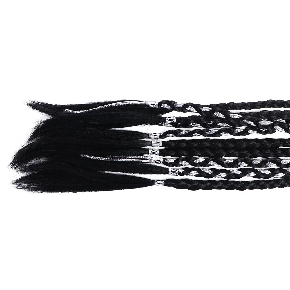 National Style Ponytail Braid Silver Twist Braid Wig Boxing Braids Wig Synthetic Braid  Ponytail