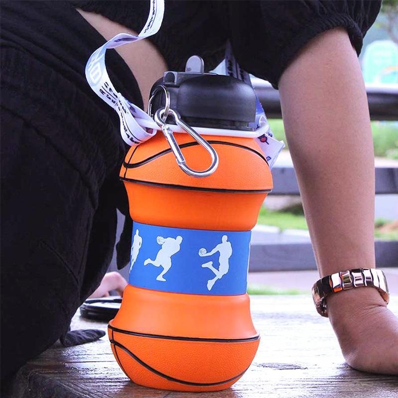 Faltbare Wasserflasche, Becher, Becher, Outdoor-Sport, Basketball, Fußball, Baseball, Tennis, Golf, Schule, auslaufsichere tragbare Kinder-Wasserflasche