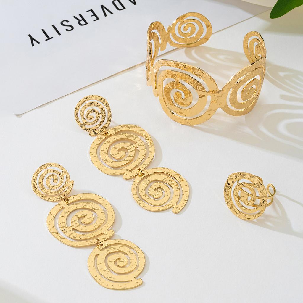 1 Set of Creative Design Spiral Sunflower Open Female Ring Bracelet Set
