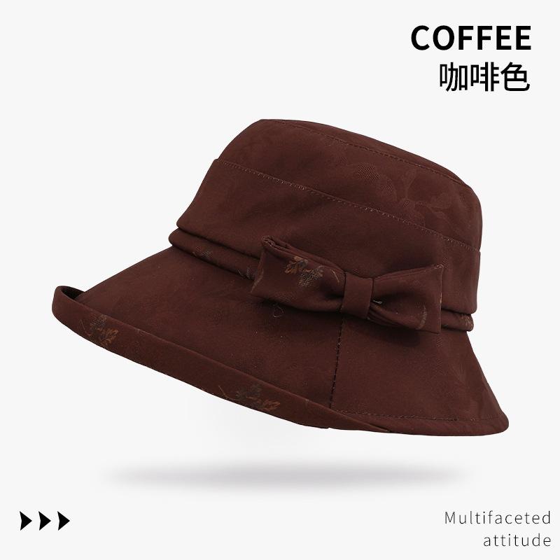 Temperament mother bucket hat women autumn and winter versatile elegant washbasin hat simple cold warm big brim hat