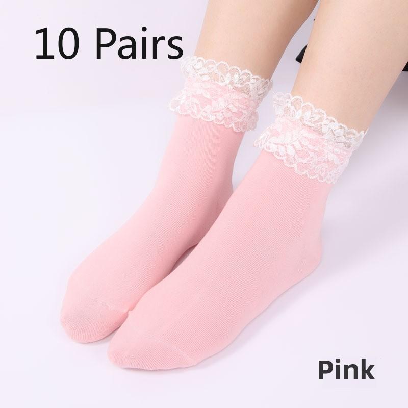 

10 пар кружевных женских носков средней длины для девочек, студенческие носки, весенние носки 10 Pairs