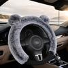 Plush Winter Steering Wheel Cover Set - Faux Fur Handbrake & Gear Knob Covers for Warm Driving