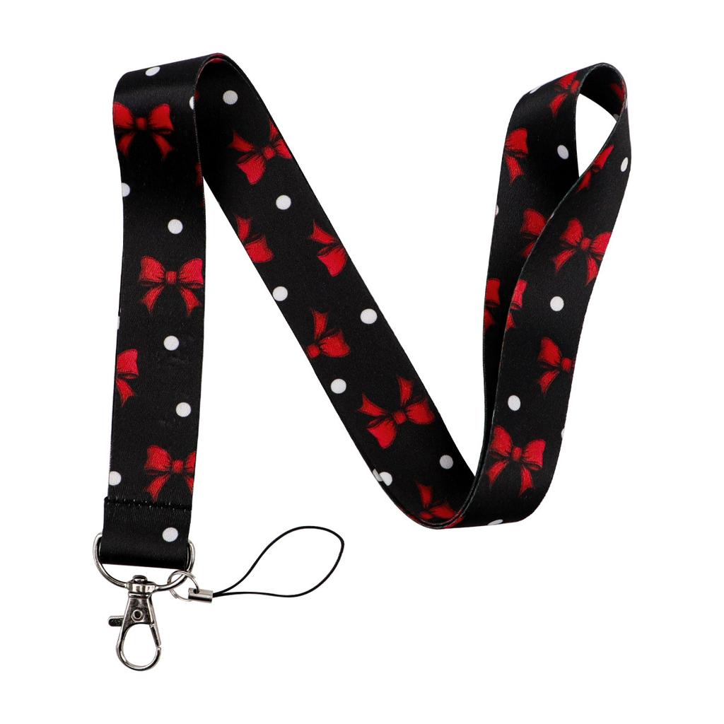 Simple Pattern Bow Phone Lanyard for Bus Card Work ID Badge Unisex Keychain Access Credit Card Holder Case Bag
