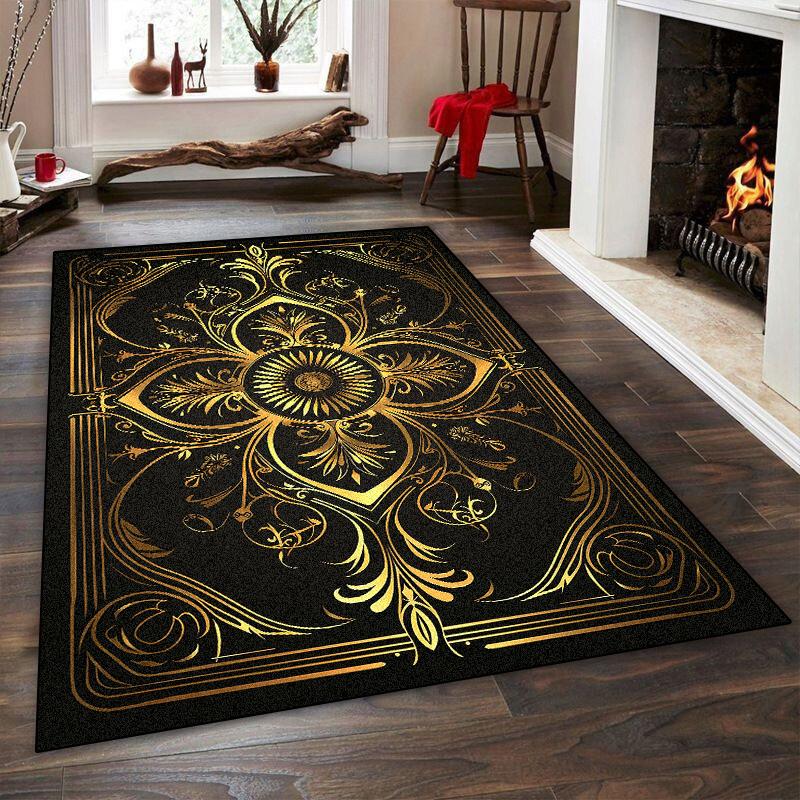 

Luxury Black Gold Carpets Washable Non-slip Rugs for Living Room Sofa Area Bedroom Home Decoration 60*90cm