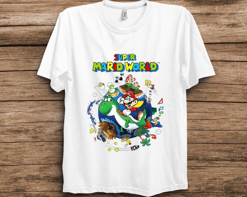 Super Mario World Yoshi & Mario Around The World T-Shirt Unisex Adult T-shirt Kid shirt Gift for Birthday Hoodie Sweatshirt Toddler Tee 100