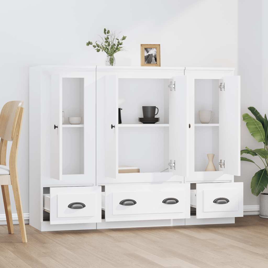 Highboards 3 pcs White Particleboard