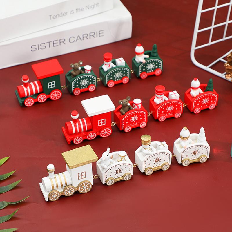 Holz-Weihnachtszug-Ornament, Weihnachtsdekoration für Zuhause, Weihnachtsmann, Geschenk, Spielzeug, Basteln, Tisch