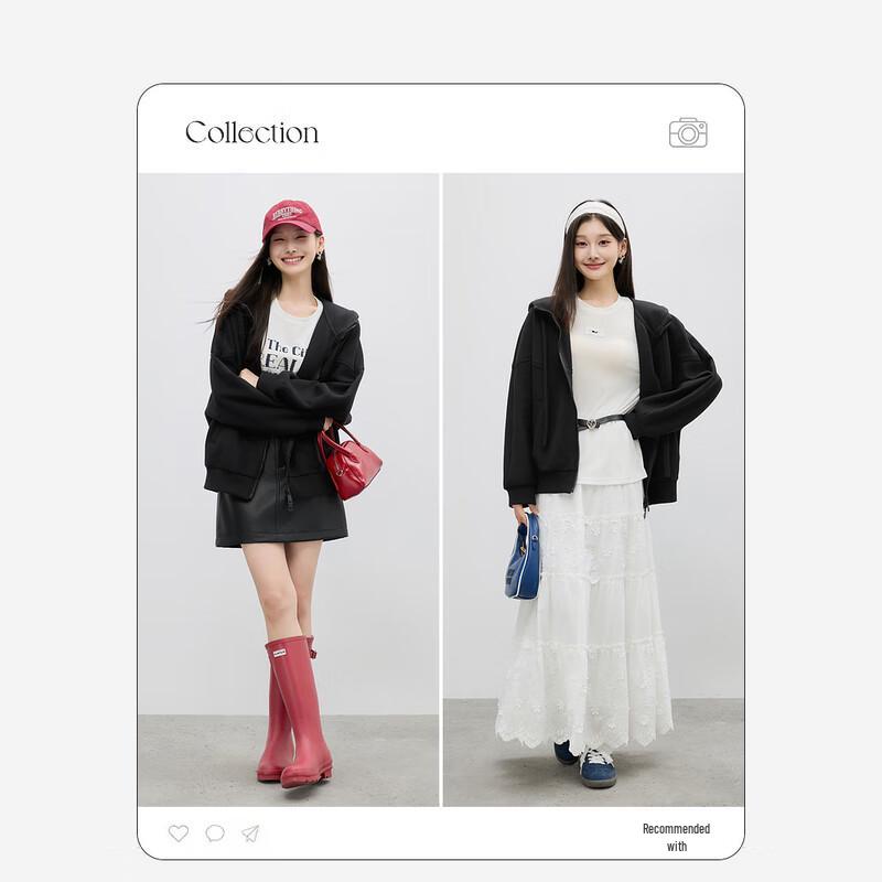 Qiushui Yiren Women's Casual Hooded Short Jacket