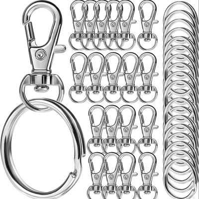 50 peças Fecho lagosta em liga de zinco, chaveiro de mola, fivela giratória, corda para pendurar, fecho de pressão, porta-chaves, artesanato, ferragens, acessórios para bagagem