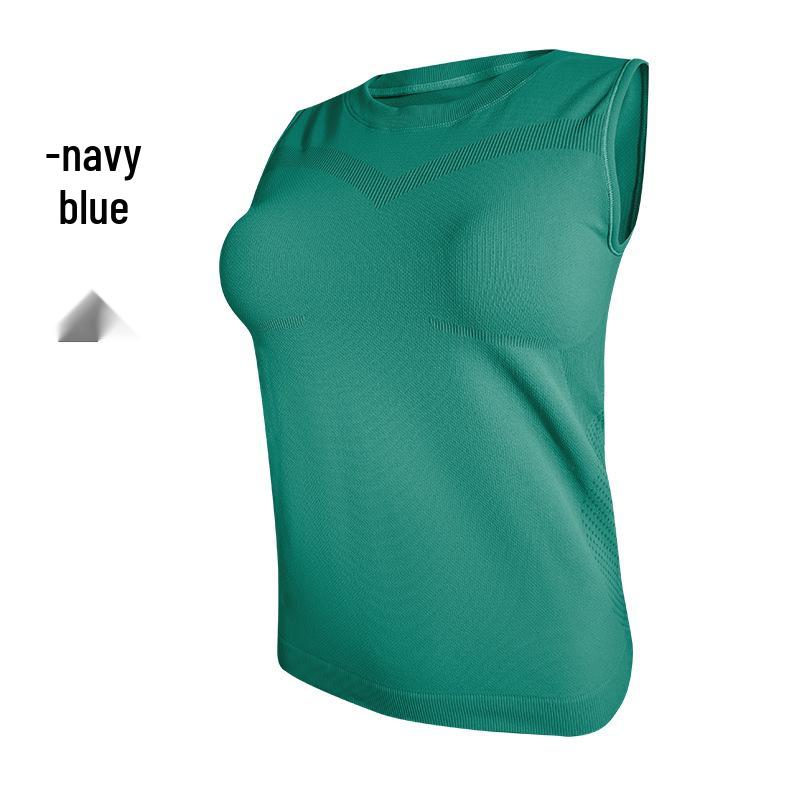 

Новый женский облегающий жилет без рукавов для йоги и бега Large темно-синий