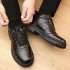 Winter Casual Men's High Top Leather Shoes with Warmand Plush Snow Boots Filled with Thick Warm Fur Fashionable Waterproof Shoes