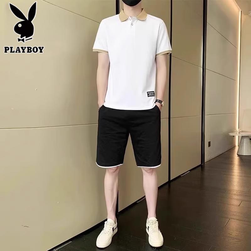 PLAYBOY Men's Cotton Short Sleeve Polo Shirt & T-shirt Set