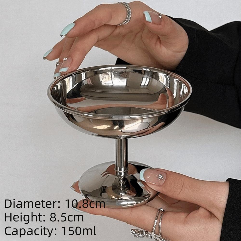 Retro Style Dessert Cup 304 Stainless Steel Salad Goblet New Ice Cream Cup  Bar Dinnerware