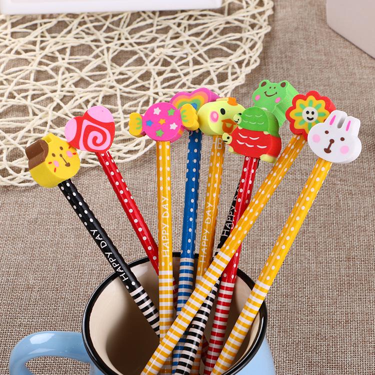 Adorable Cartoon Pencils with Erasers for Kids: Perfect Kindergarten Prizes and Creative Learning Stationery for Students (HB Variety)