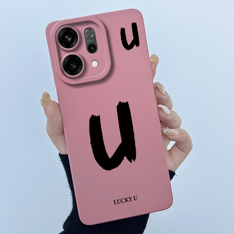 For OPPO Reno14 Pro 5G Cover Case Lucky Initial Letter Couple Silicone Soft Matte Phone Bumper for Oppo Reno 14 Pro 5G Casing