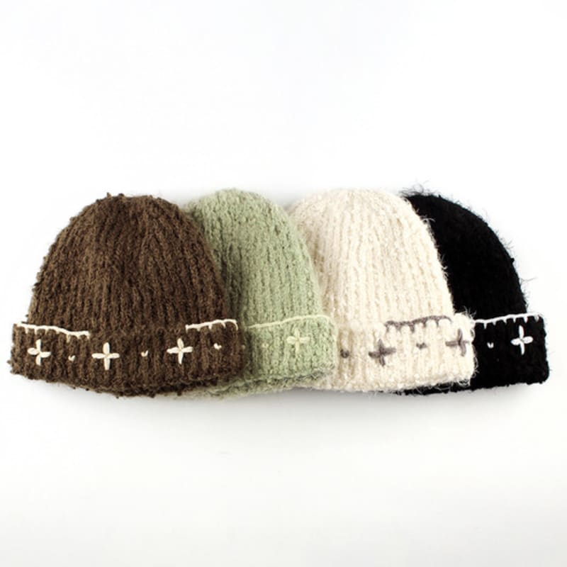 Rubati Flower Hand Stitched Beanie_IVORY