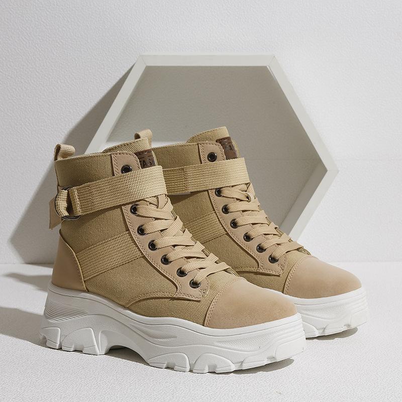 Large Size Martin Boots New Spring Thin Breathable High-top Canvas British Style Thick-soled Single Boots