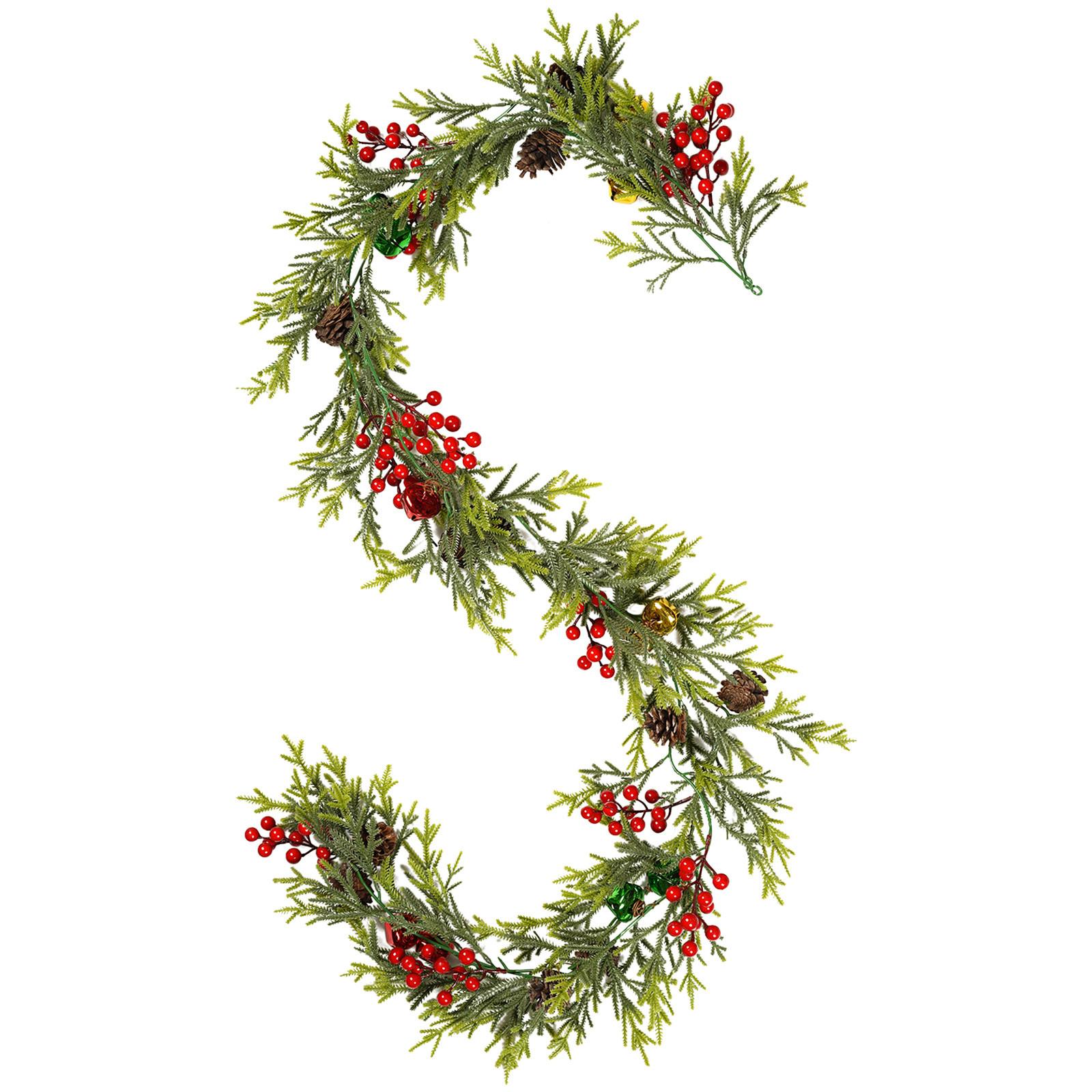 

Рождественский венок, 6-футовая имитация и трости, рождественские украшения, искусственные игольчатые трости, венок из красных ягод для помещений