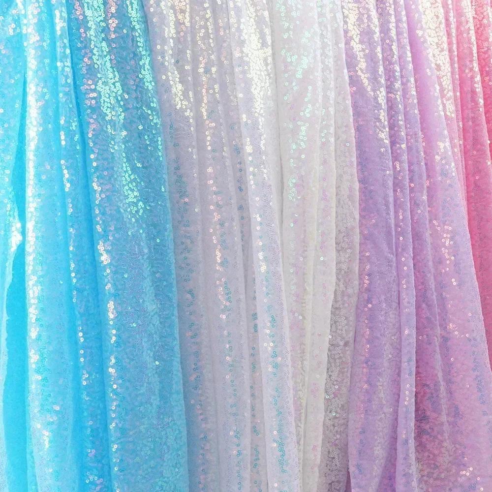 3mm Illusion Small Sequin Embroidered Fabric Stage Evening Dress Embroidered Fabric Background Tablecloth Luggage Fabric
