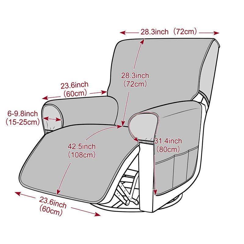 1Piece Waterproof Recliner Chair Covers for Reclining Chair/Sofa Covers Washable Furniture Protector with Elastic Straps Pocket