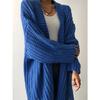 Women's Solid Color Long Open Knit Cardigan, Fashion Vacation Sweater Coat for Autumn Winter