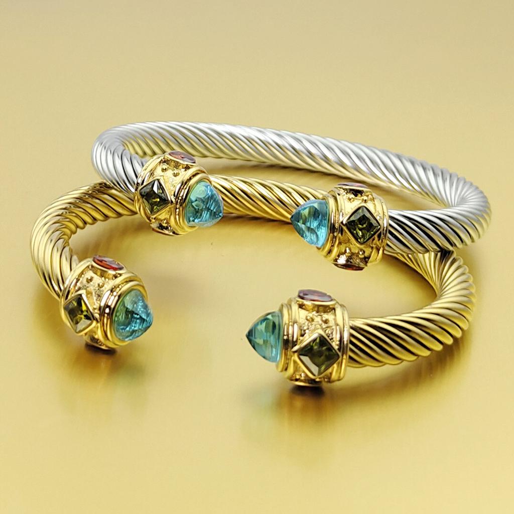 New Fashion Titanium Steel Gold Plated Bracelet Stainless Steel Zircon Open Bracelet Women's Exquisite Jewelry Gifts