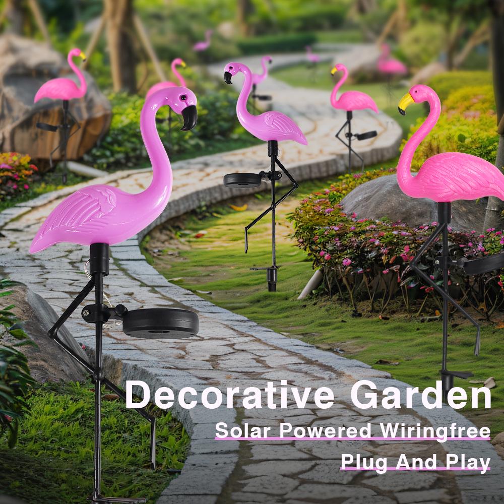 Flamingo Solar Garden Lights Outdoor Decor Waterproof Lawn Light Pathways Patio Decoration Stake Lights Holiday Supplies