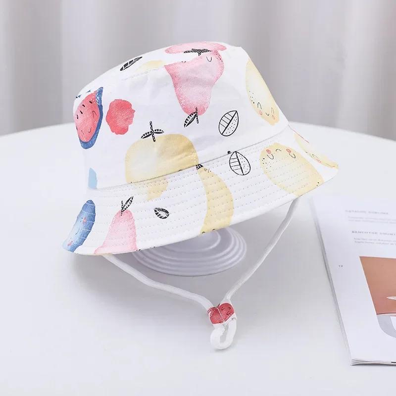 Baby Sun Hat Summer Kids Cartoon Dinosaur Print Soft Cotton Bucket Hat For Girls Boys Panama Beach UV Protection Cap Children