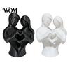 3D Molded Couple Statue Printed Heart Statue, Abstract Minimalist Lovers Embrace Figurine, Romantic Desktop Stable Base Ornament Decor for Living Room