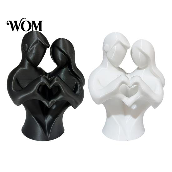 3D Molded Couple Statue Printed Heart Statue, Abstract Minimalist Lovers Embrace Figurine, Romantic Desktop Stable Base Ornament Decor for Living Room