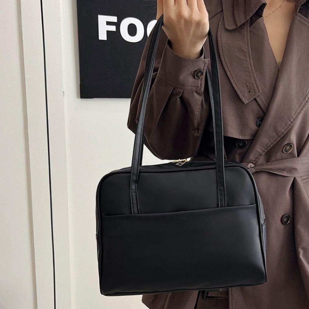 Korean Style Pu Leather Tote Bag Large Capacity Women's Handbag Vintage Boston Shoulder Bag  Lady