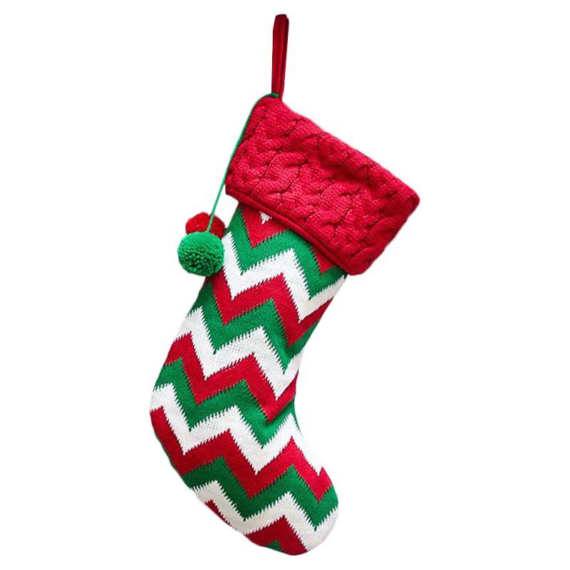 Julstrumpa Stickad Julstrumpa Säck Presentpåse Träd Öppen spis Prydnad Dekor