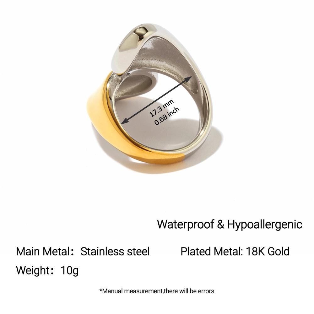 Ying Tai Women s Two-Tone Titanium Stainless Steel Ring, 18k Gold-Plated, Light Luxury, Non-Fade, Open Design Size 7 золотой