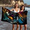 Extragroßes Buntes Tigerprint Strandtuch Weich Leicht Schnelltrocknend für Schwimmen Yoga Camping Reisen Polyester Decke