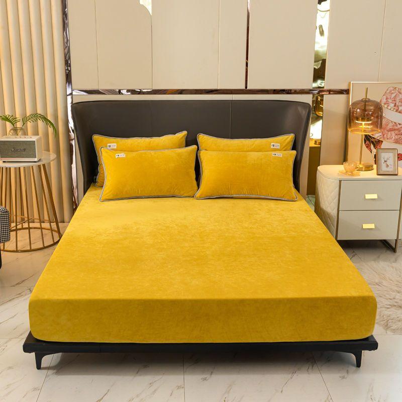 Warm Plush Fitted Sheet Elastic Mattress Cover Velvet Bed Cover Full Set Winter Soft Family Double Bed Bedding 120/150/180x200cm