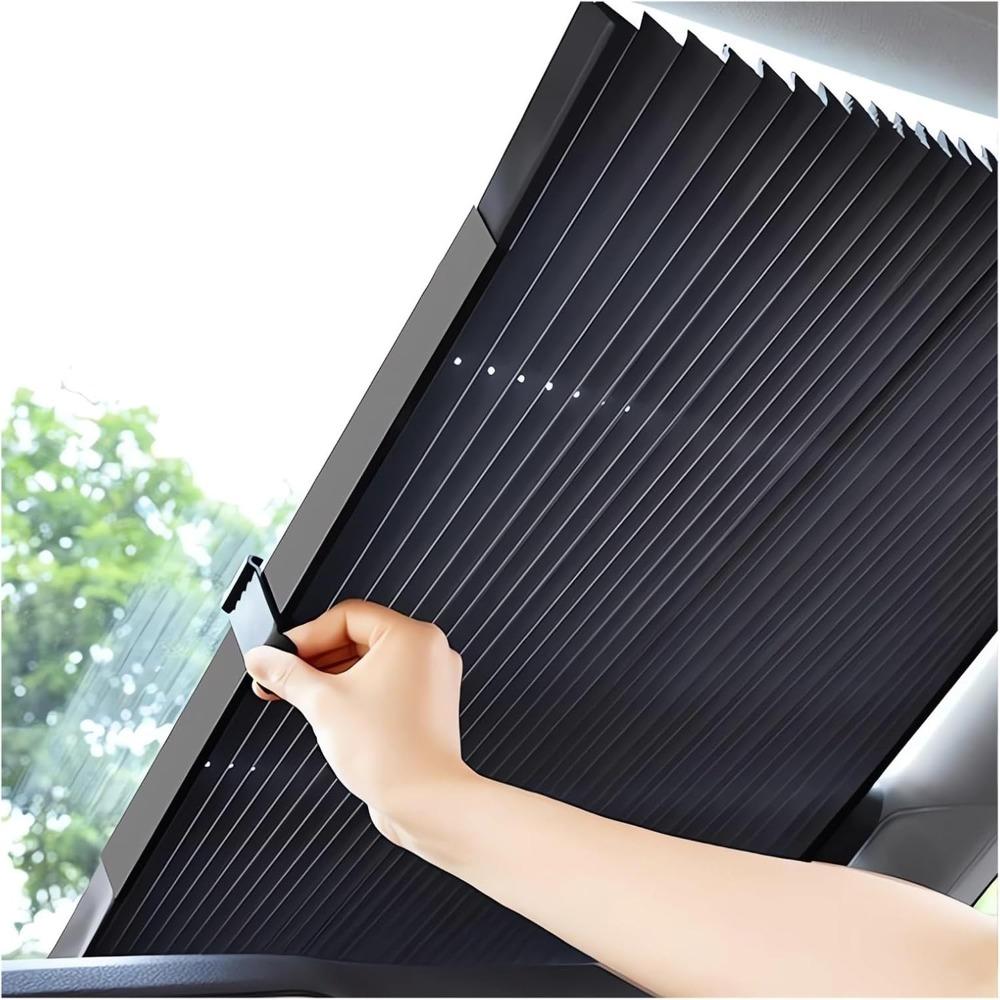 Car retractable sunshade with UV protection - new stylish windshield sunshade, extra-large size car window sunshade.