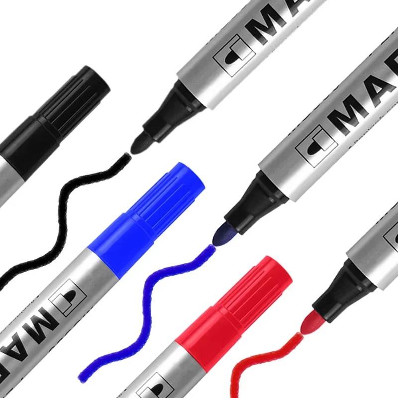 5Pcs Permanent Paint Marker Pen 2Mm Waterproof Black Pen For Tyre Oily Markers Quick Drying Signature Pen Stationery Supplies