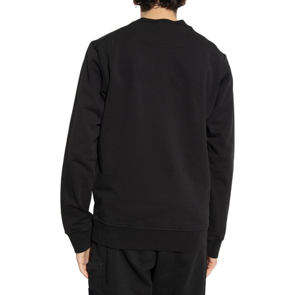 STONE ISLAND Ss24 Letter Crew Neck Fitted Long Sleeve Sweatshirt Men Sweatshirt Black 801566559-V0029