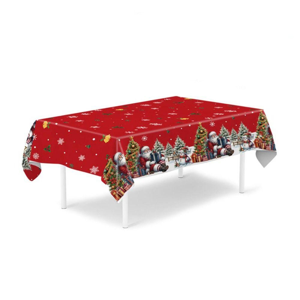 Santa Claus Elk Table Cover Plastic Party Tablecloths Christmas Tablecloth Christmas Decoration