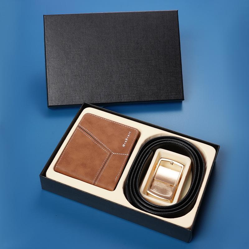 New Gift-Giving Men'S Belt Wallet Set Gift Box Automatic Buckle Belt High-End Business Lightweight Gift Box