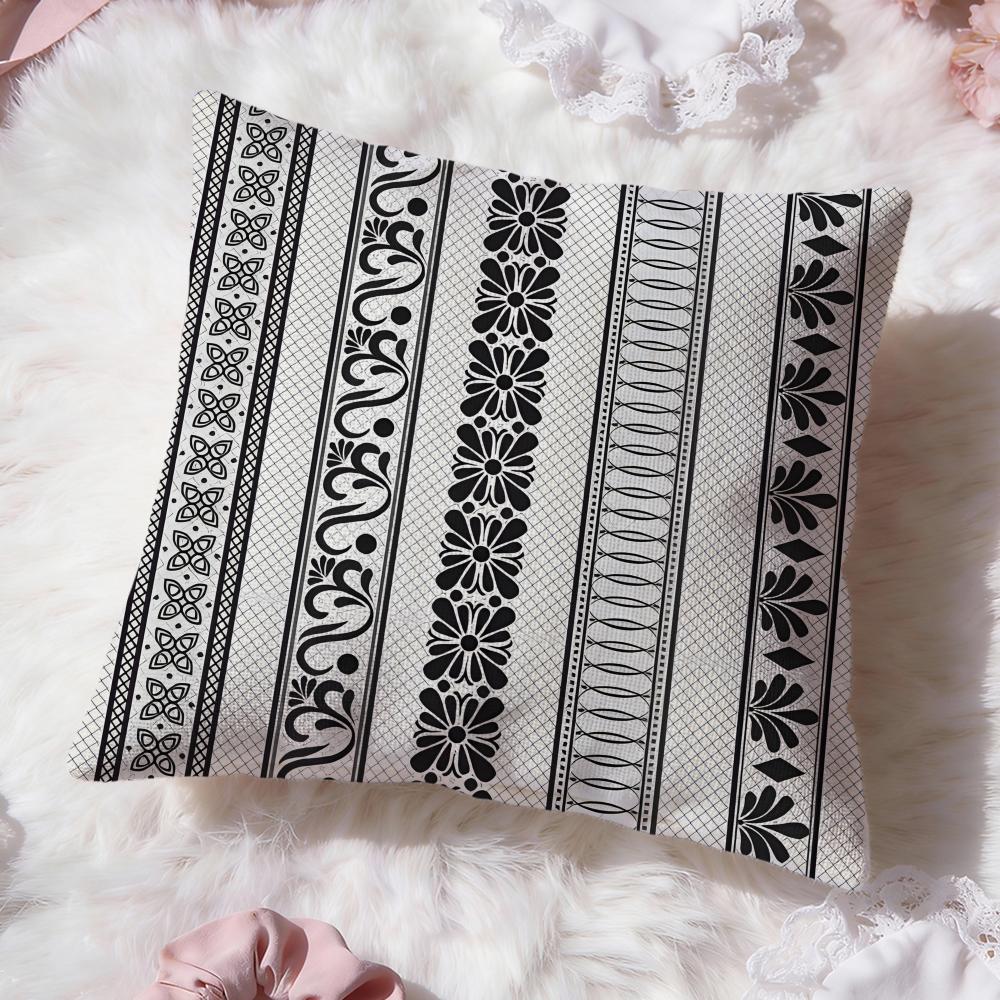 Artistic Border Cushion Cover Premium Comfort Reversible Pillow Cove Two In One Design for Any Room  Car Interior