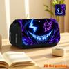 Large-Capacity Hooded Flip-Top Pencil Case Suitable for School & Travel - Double-Layer Black Organizer with Joyful Face Print, Multi-Functional Makeup