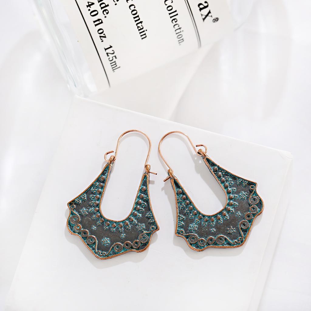 TopHanqi Bohémské Etnické Bronzové Zelené Listy Střapcové Visací Náušnice Dámské Výrazné Cikánské Zirkonové Náušnice Femmes Pendientes