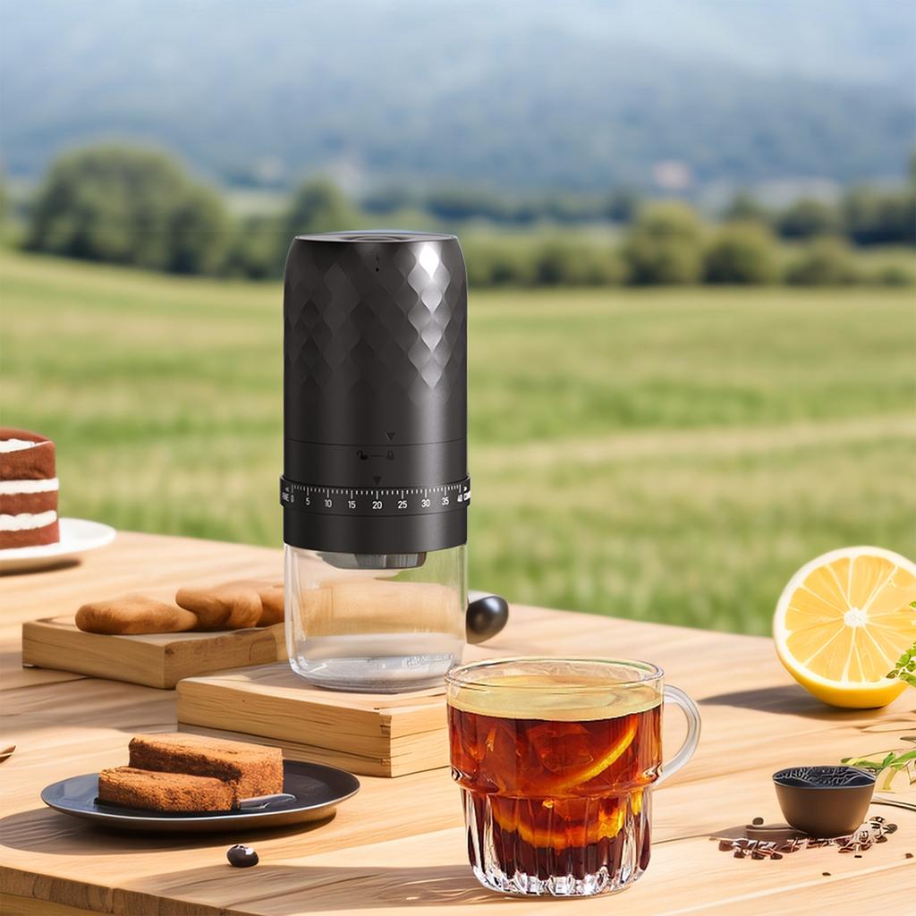 KMDJ-3AW Portable Coffee Bean Grinder with 40 Grinding Setting 5-blades Ceramic Conical Burr One Button Start and Auto Stop Handheld Electric