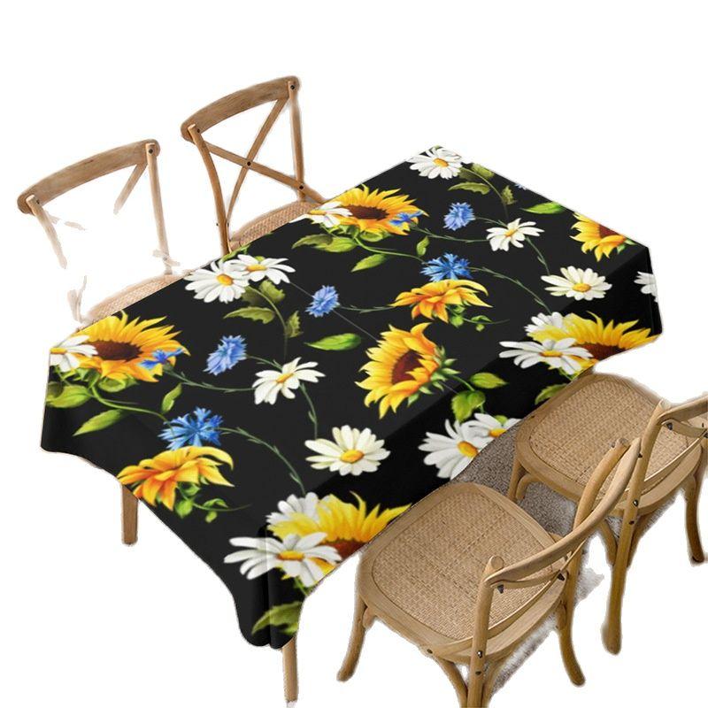 Modern Sunflower Printing Tablecloth Dust Proof Rectangular Table Covers Home Dining Tea Table Decoration